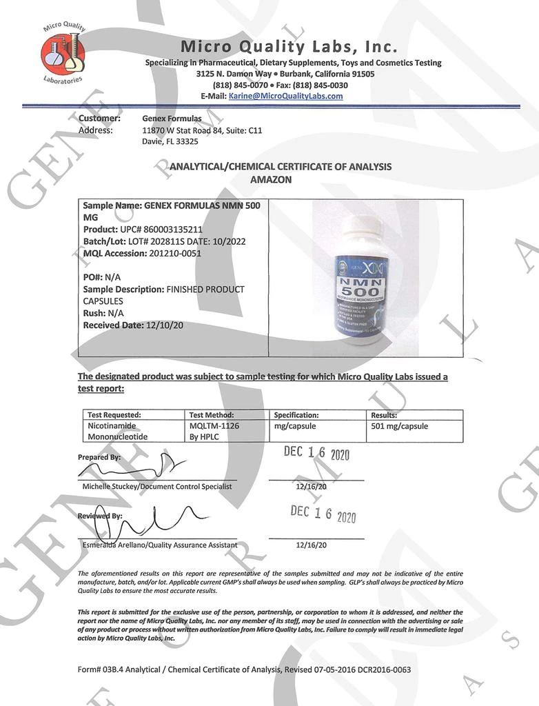 商品Genex Formulas|Genex Formulas NAD+ Precursor Supplements - 99% Pure Shelf Stabilized Supplement Capsules for Increased NAD Levels & Healthy Aging, GMP Certified, 500mg per Serving, 60 Capsules,价格¥491,第2张图片详细描述