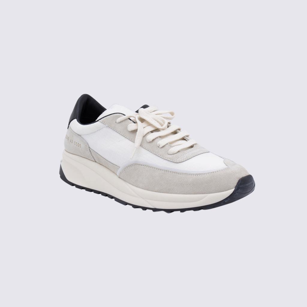 商品Common Projects|COMMON PROJECTS WHITE AND GREY LEATHER SNEAKERS,价格¥2180,第4张图片详细描述