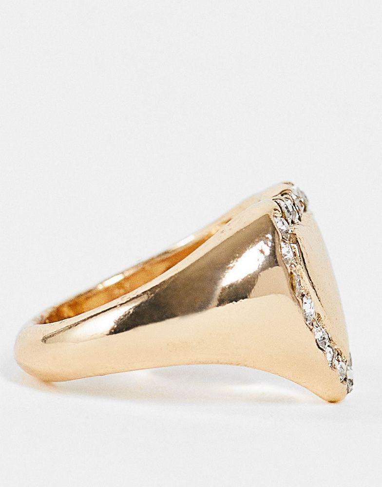 ASOS DESIGN pinky ring in heart and crystal design in gold tone商品第3张图片规格展示