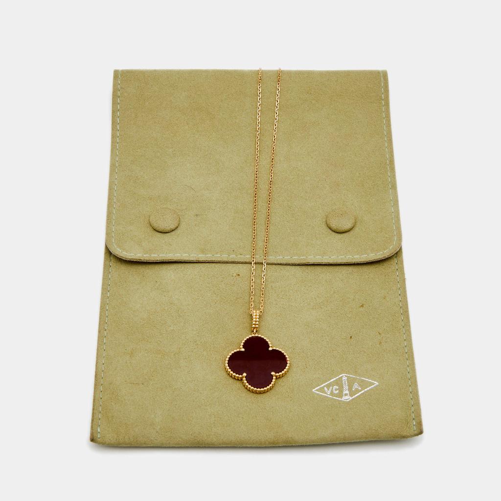 Van Cleef & Arpels Magic Alhambra Carnelian 18K Yellow Gold Long Pendant Necklace商品第6张图片规格展示