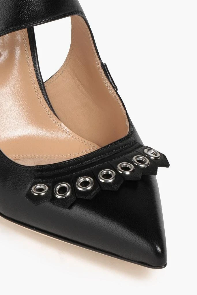 商品Sergio Rossi|Eyelet-embellished fringed leather mules,价格¥1787,第4张图片详细描述