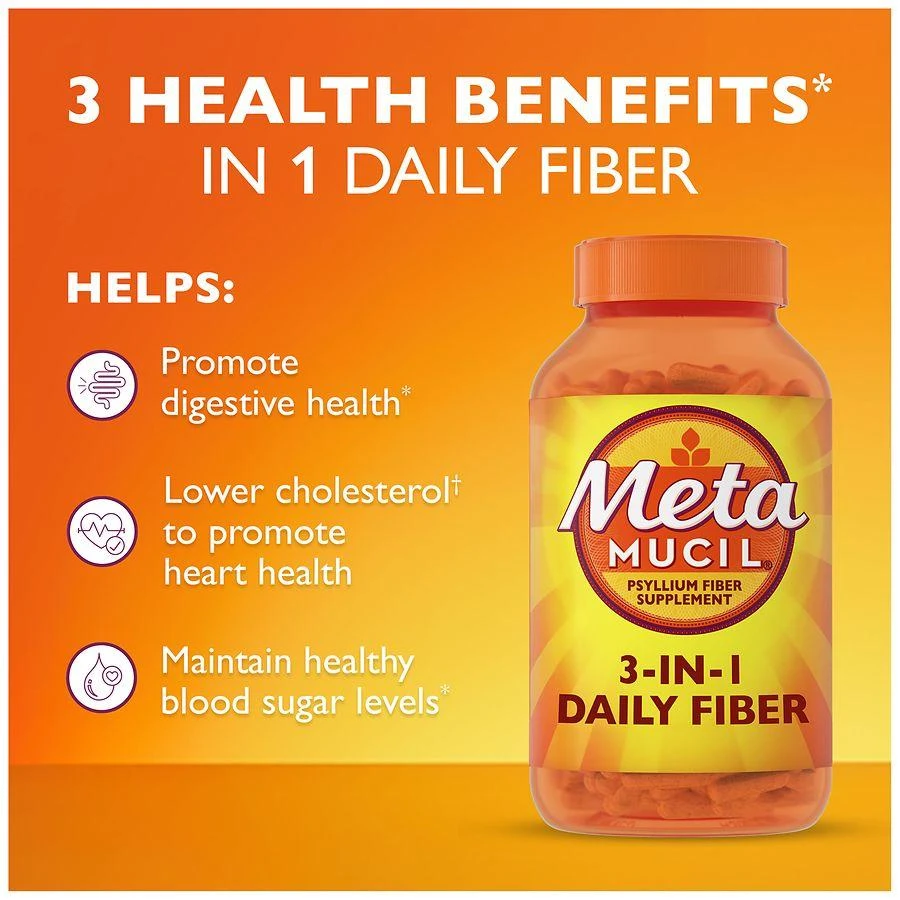 商品Metamucil|3-in-1 Fiber Capsules, Daily Psyllium Husk Supplement, for Digestive Health,价格¥310,第4张图片详细描述