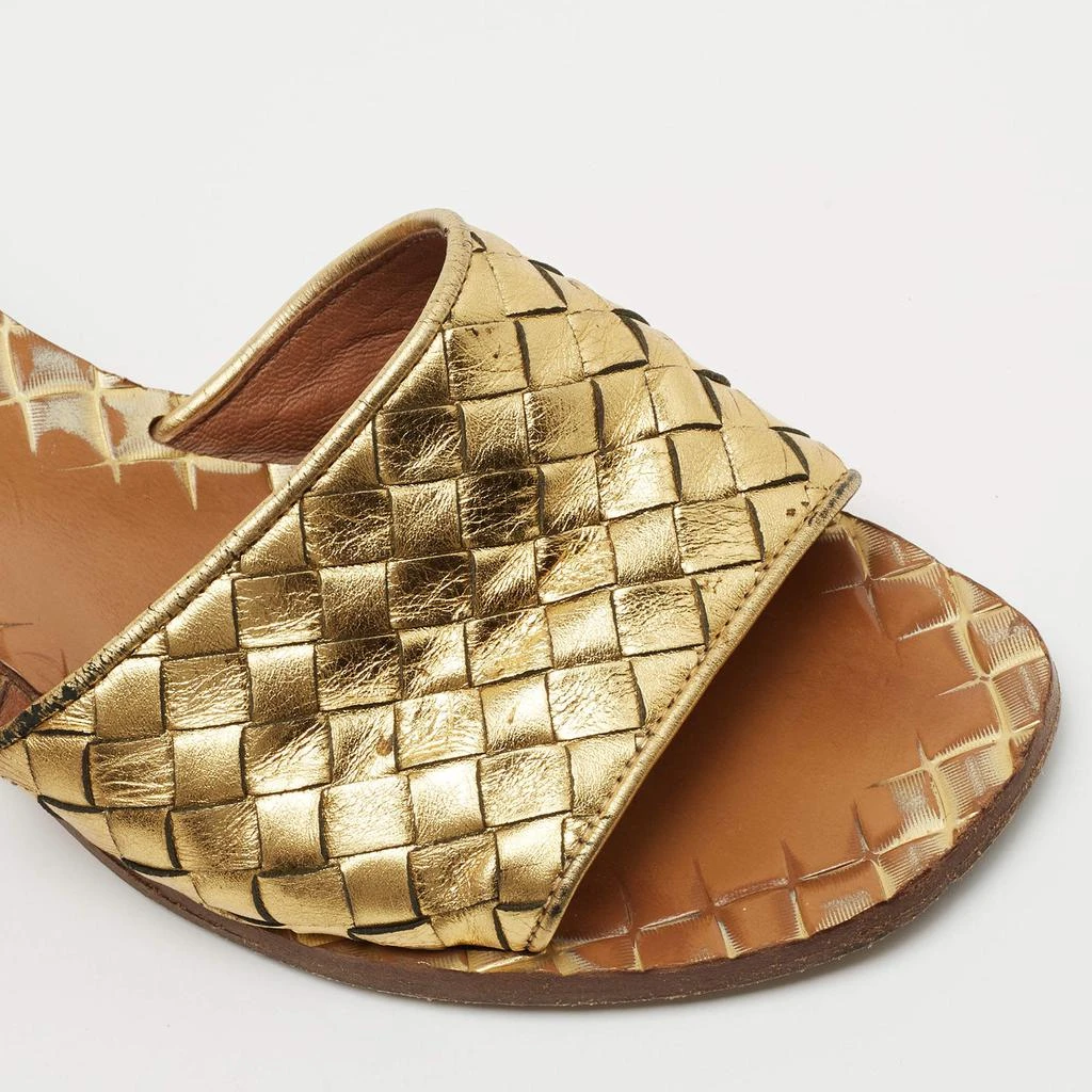 Bottega Veneta Gold Intrecciato Leather Ravello Slide Sandals Size 37 商品