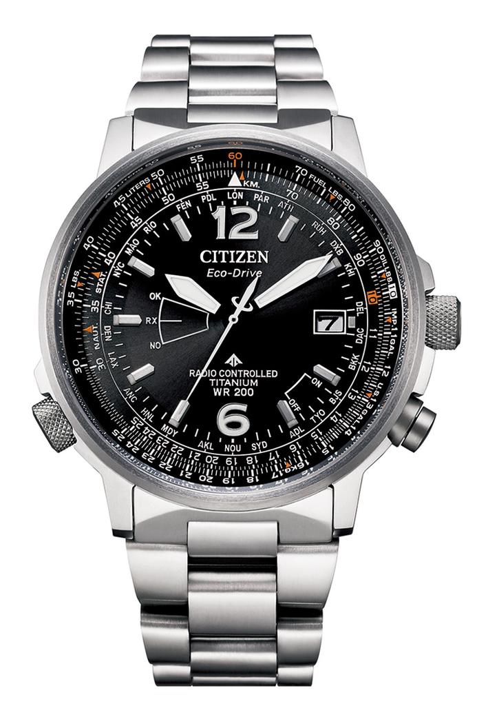 商品 Perpetual World Time GMT Eco-Drive Black Dial Men's Watch CB0230-81E 图