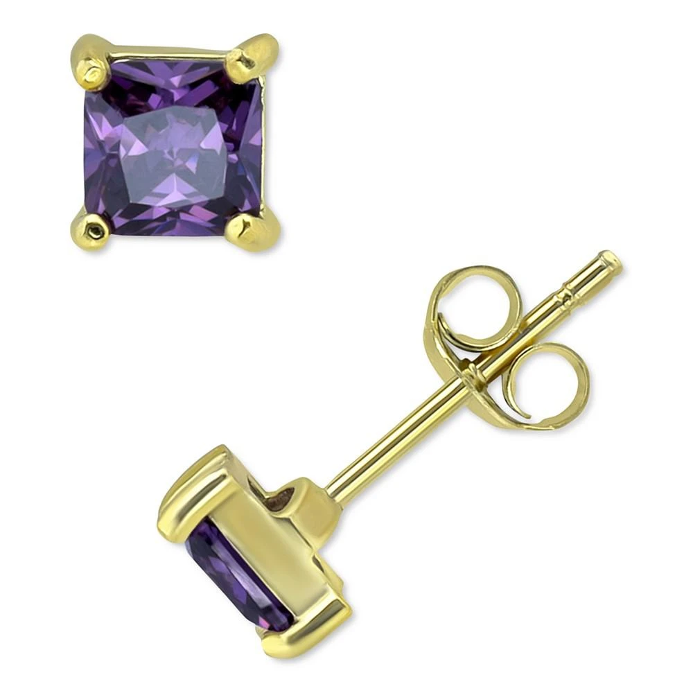 商品Giani Bernini|Cubic Zirconia Square Stud Earrings in 18k Gold-Plated Sterling Silver, Created for Macy's,价格¥142,第1张图片