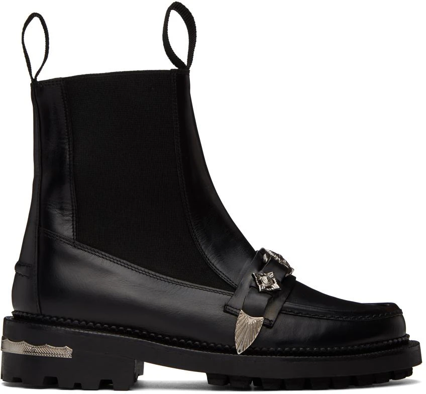 商品Toga Pulla|SSENSE Exclusive Black Embellished Chelsea Boots,价格¥1681,第1张图片