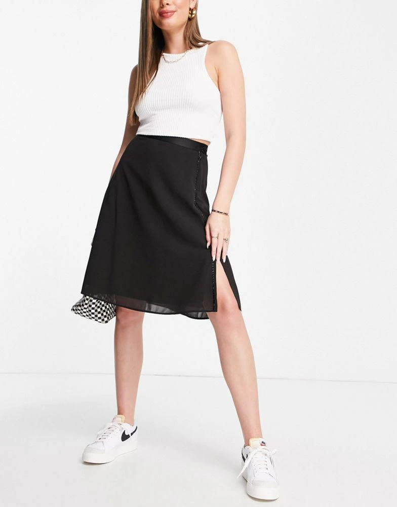 商品French Connection|French Connection Audeta drape mini skirt in black,价格¥248,第4张图片详细描述