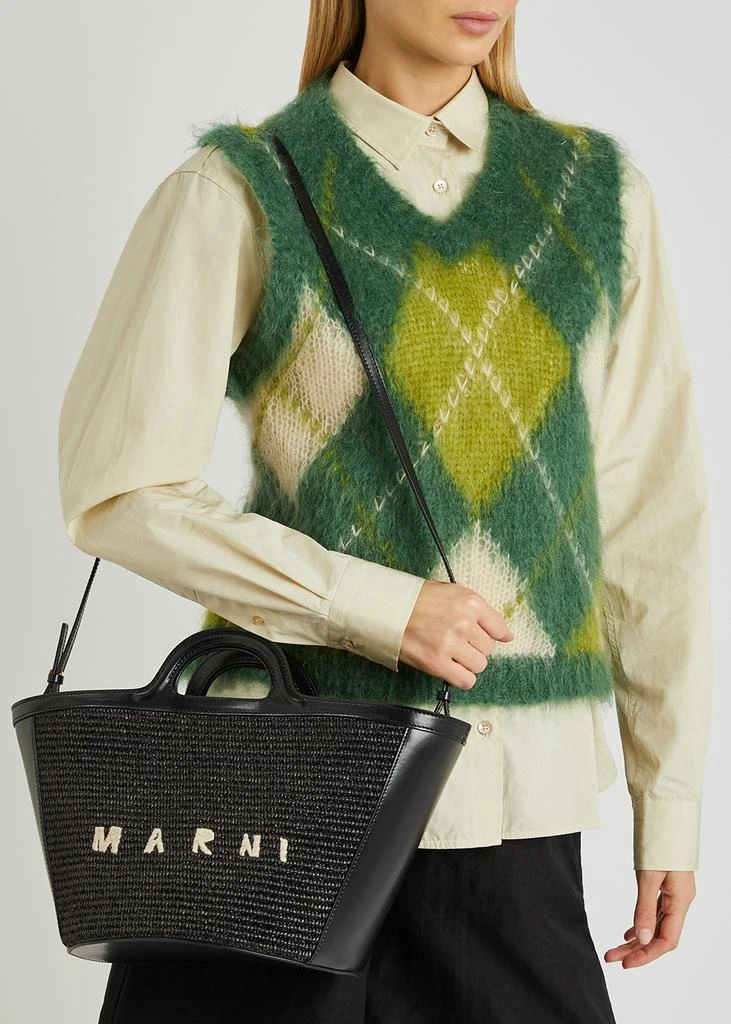 Tropicalia small leather and raffia basket bag 商品