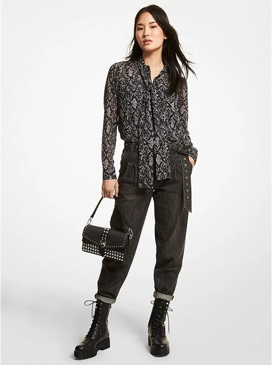 商品Michael Kors|Snake Print Georgette Tie-Neck Blouse,价格¥316,第1张图片