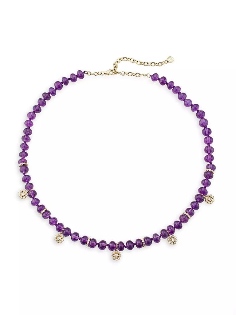商品Sydney Evan|Daisy Beaded 14K Gold, Diamond & Amethyst Necklace,价格¥46544,第1张图片