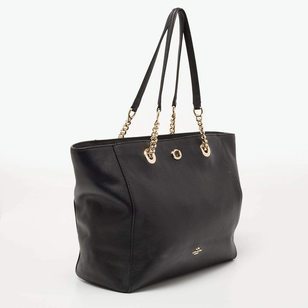 商品[二手商品] Coach|Coach Black Leather Turnlock Chain Tote,价格¥1148,第3张图片详细描述