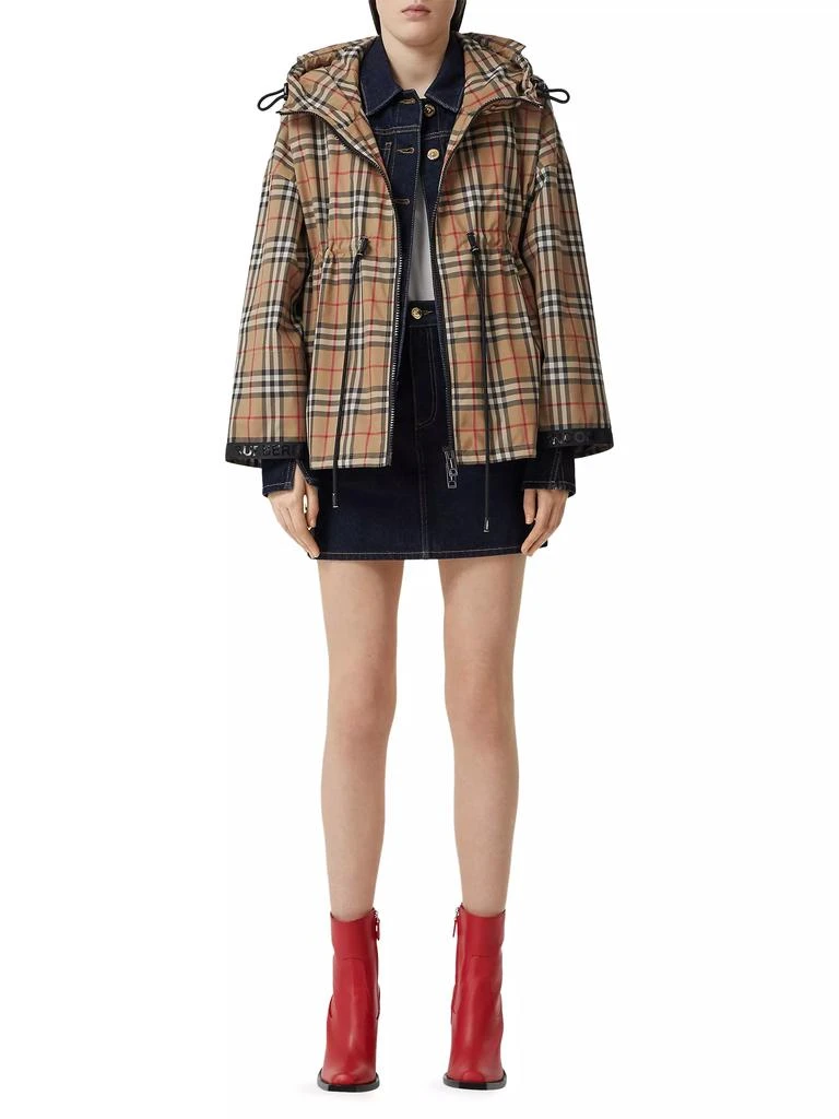 商品Burberry|Bacton Hooded Check Logo Coat,价格¥10115,第2张图片详细描述