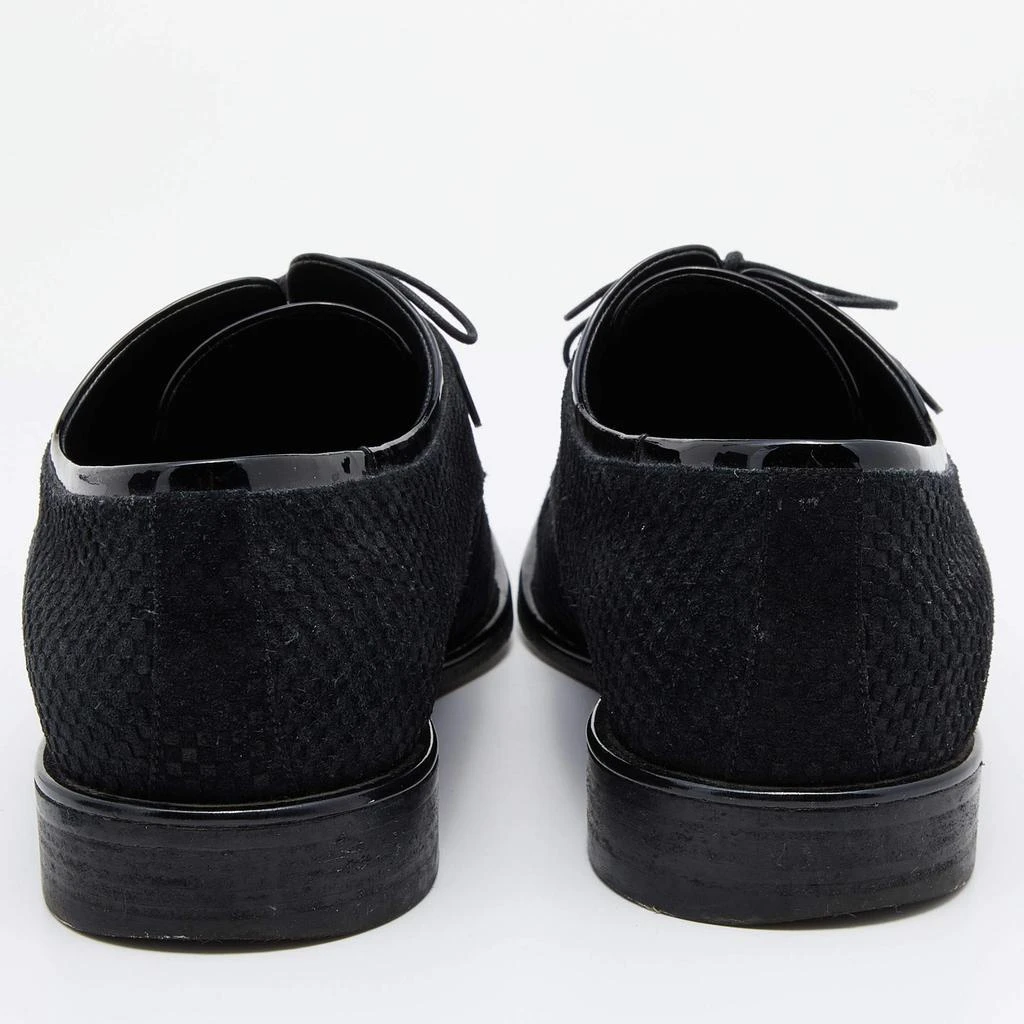 商品[二手商品] Louis Vuitton|Louis Vuitton Black Damier Embossed Suede and Patent Leather Trim Lace Up Derby Size 43,价格¥2661,第5张图片详细描述