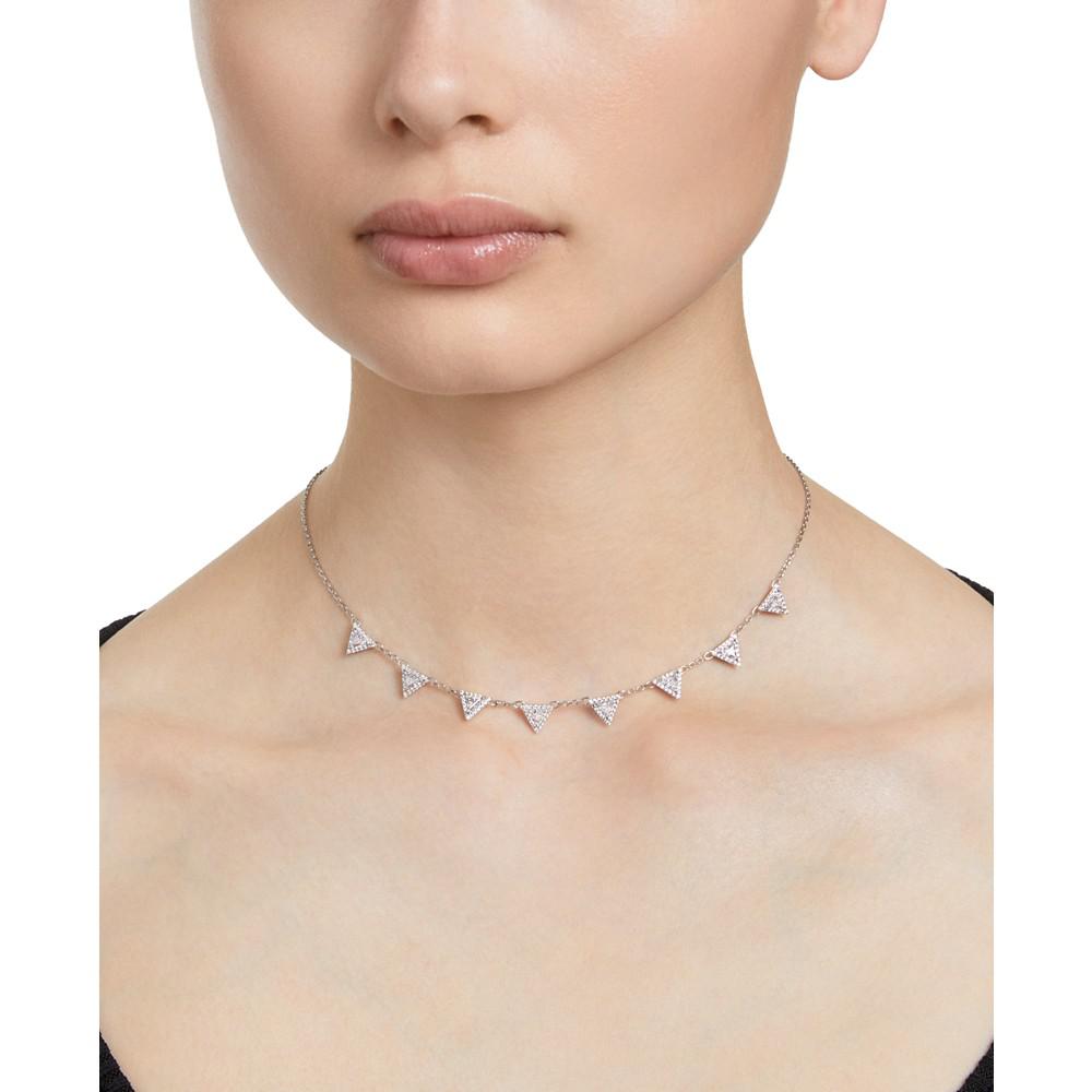 Silver-Tone Crystal Ortyx Punk Necklace, 14-1/8" + 2" extender商品第4张图片规格展示