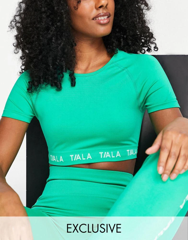 商品Tala|TALA Reform logo seamless short sleeve crop top in green - exclusive to ASOS,价格¥188,第1张图片