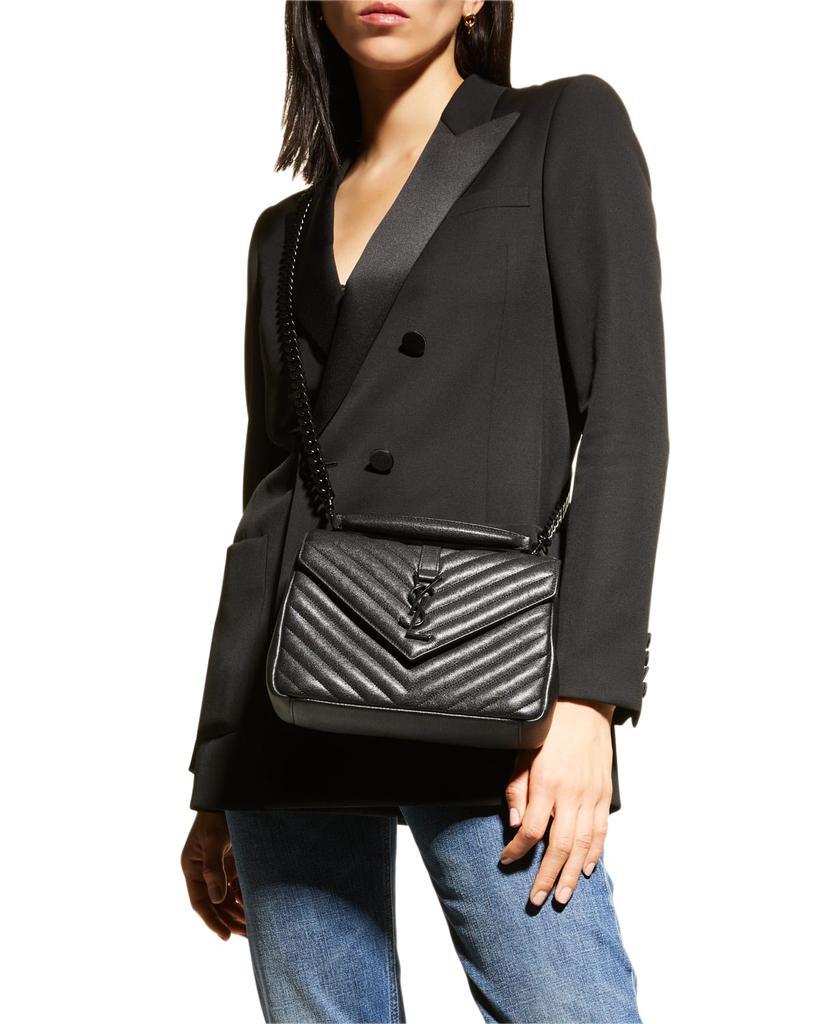 商品Yves Saint Laurent|College Medium Monogram YSL V-Flap Crossbody Bag - Black Hardware,价格¥20048,第6张图片详细描述