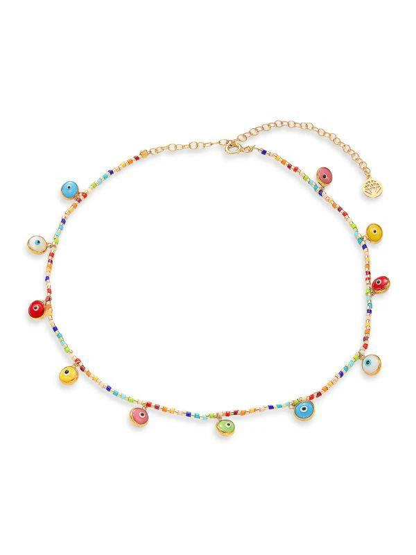 商品Gabi Rielle|Grand Entrance Lucky Rainbow Evil Eye Gold Vermeil Shaker Necklace,价格¥632,第1张图片