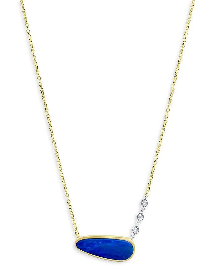 商品Meira T|14K Yellow Gold Oval Opal & Diamond Necklace, 18" + 2" extender,价格¥7053,第1张图片