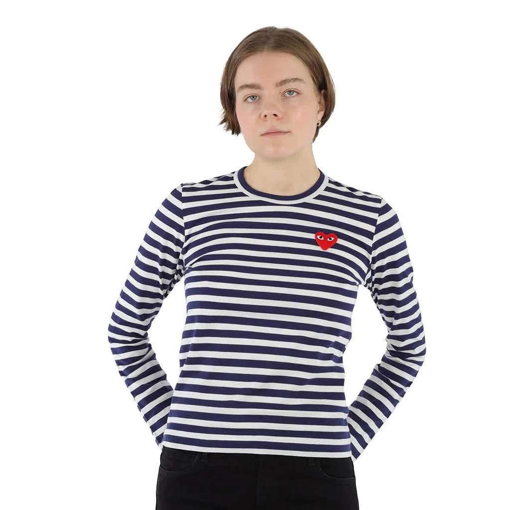 商品Comme des Garcons|Ladies Embroidered Heart Stripe Long-sleeve T-shirt,价格¥562,第1张图片