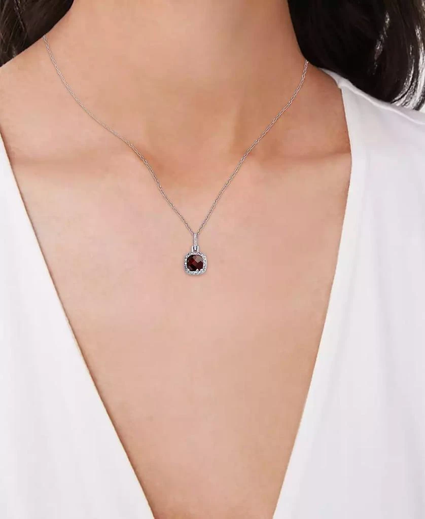 商品Macy's|Blue Topaz (3-1/10 ct. t.w.) & Diamond Accent Sterling Silver 18" Pendant Necklace and Stud Earrings Set,价格¥191,第2张图片详细描述