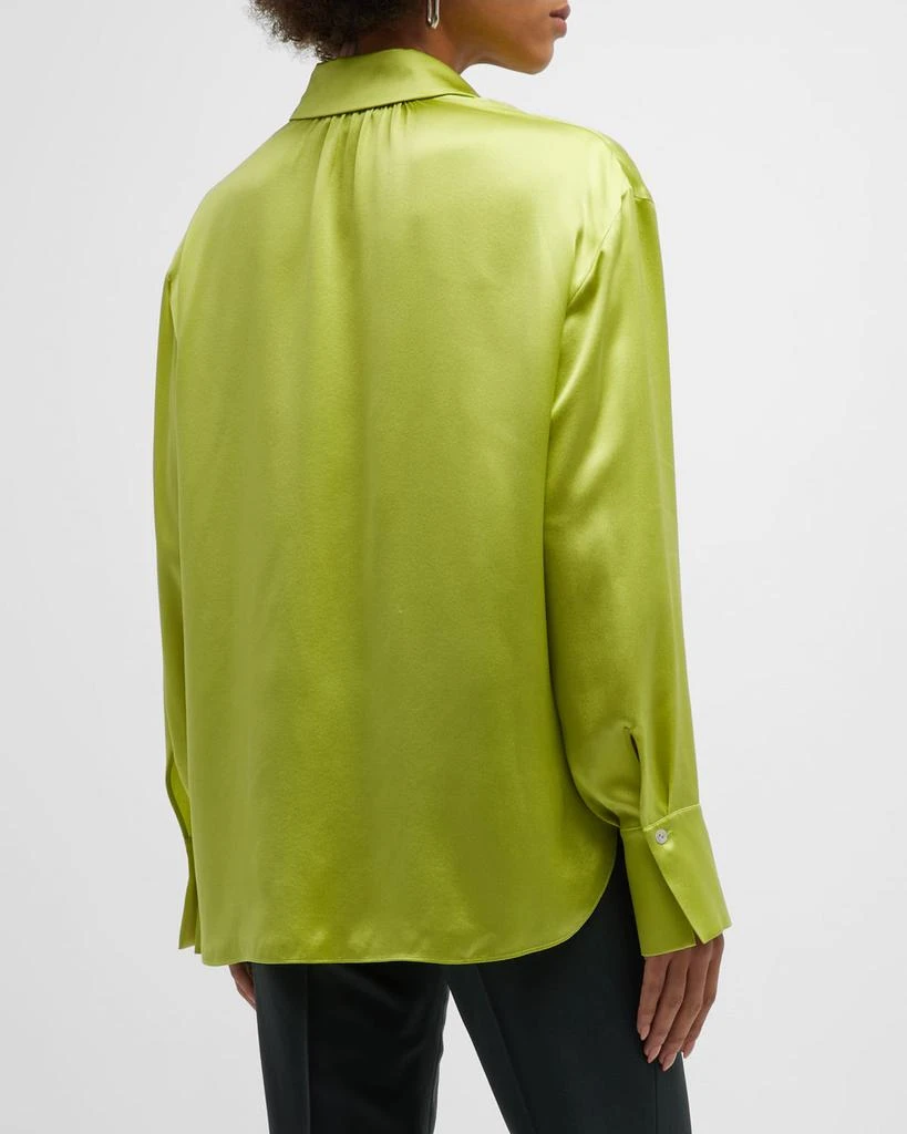 Ruched-Back Collared Silk Blouse 商品