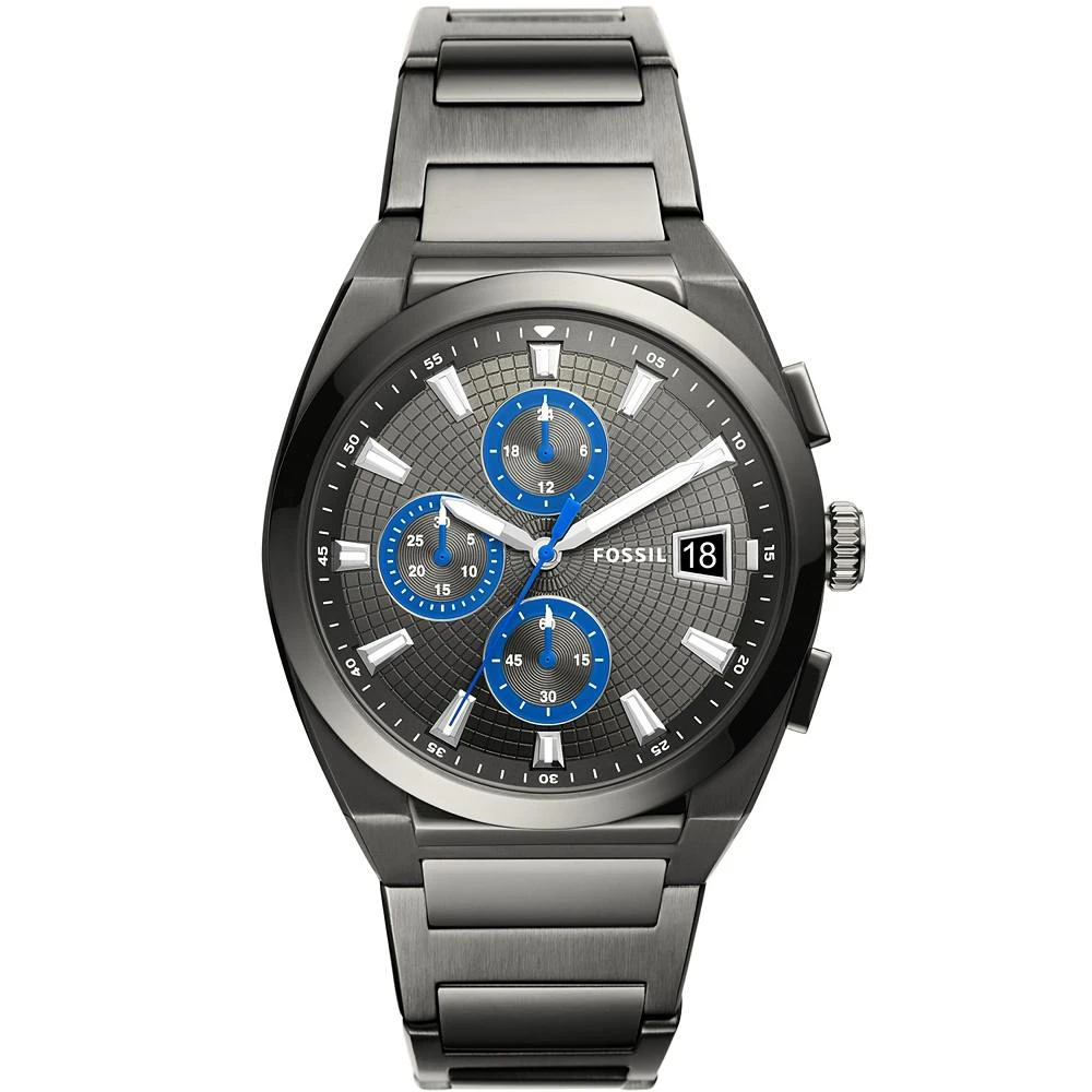 商品Fossil|Men's Everett chronograph movement, gray stainless steel bracelet watch 42mm,价格¥1458,第1张图片