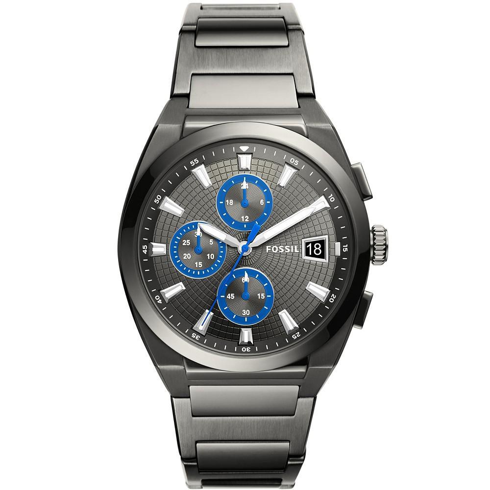 商品Fossil|Men's Everett chronograph movement, gray stainless steel bracelet watch 42mm,价格¥1378,第1张图片