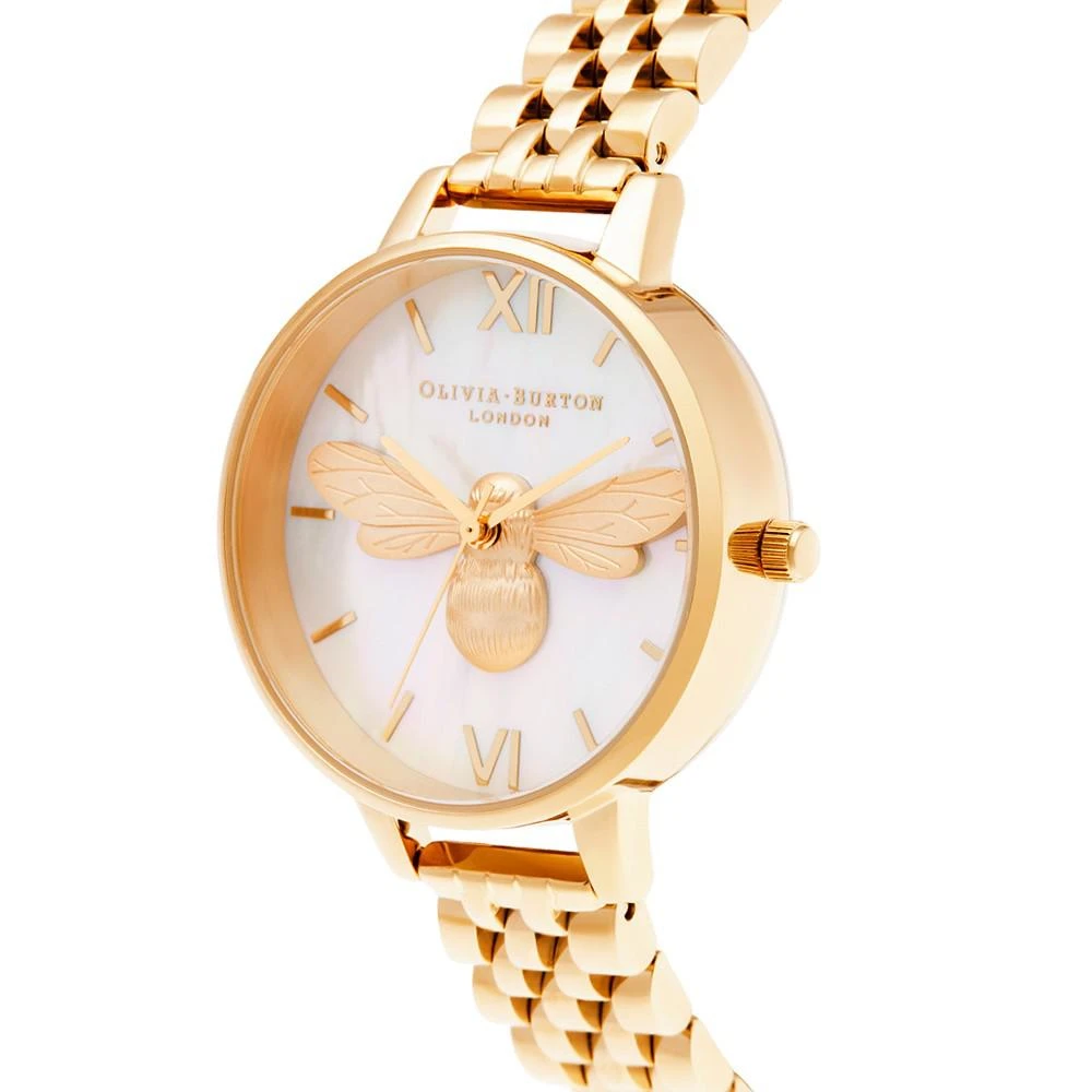 商品Olivia Burton|Women's Lucky Bee Gold-Tone Bracelet Watch 34mm,价格¥1796,第2张图片详细描述