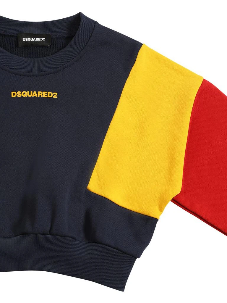 商品DSQUARED2|Color Block Cropped Cotton Sweatshirt,价格¥412,第1张图片