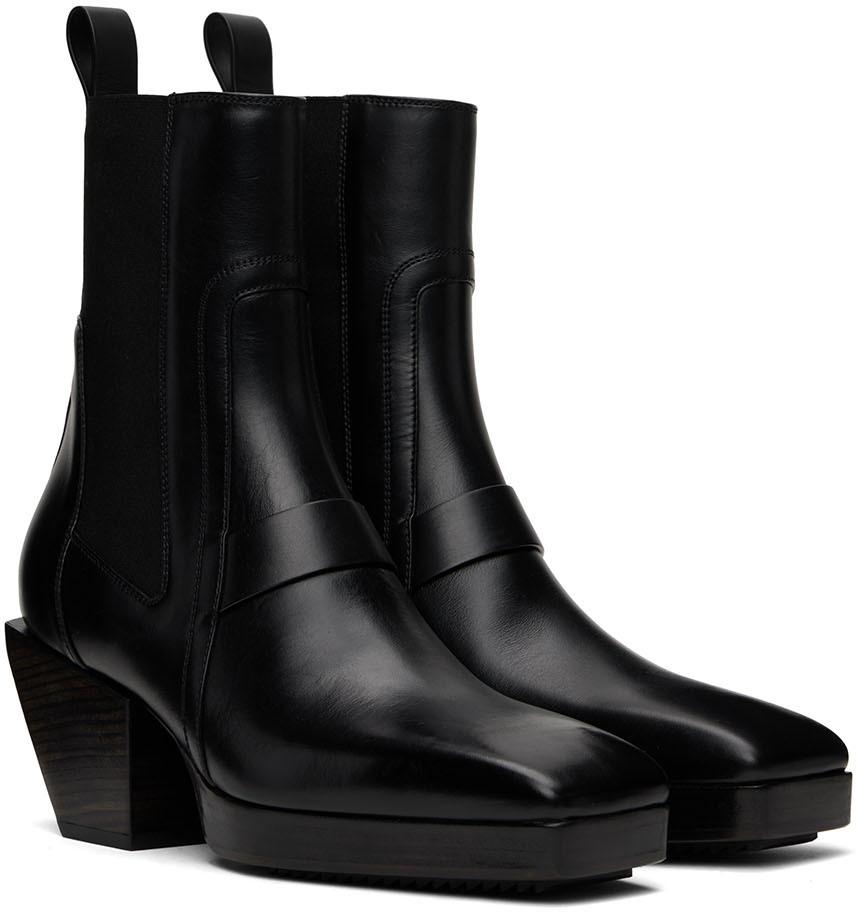 Black Leather Sliver Boots商品第4张图片规格展示