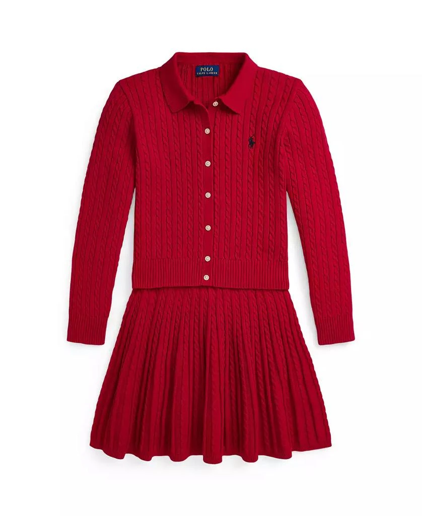 商品Ralph Lauren|Big Girls Cotton Polo Cardigan Skirt Set,价格¥611,第3张图片详细描述