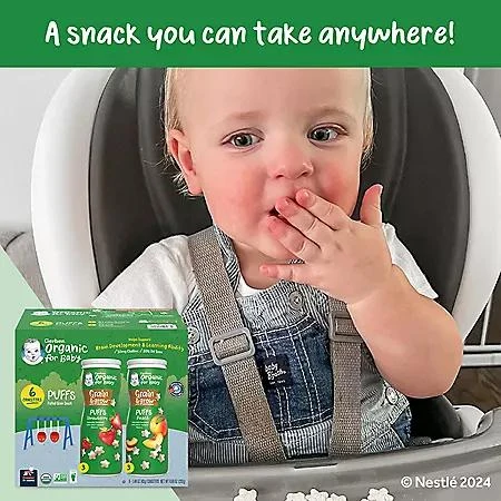 Gerber Organic Grain & Grow Cereal Puffs Variety Pack, Peach and Strawberry, 1.48 oz., 6 pk. 商品