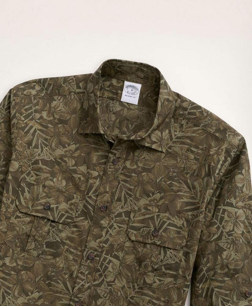 Regent Regular-Fit Sport Shirt, Floral Camouflage Print商品第2张图片规格展示