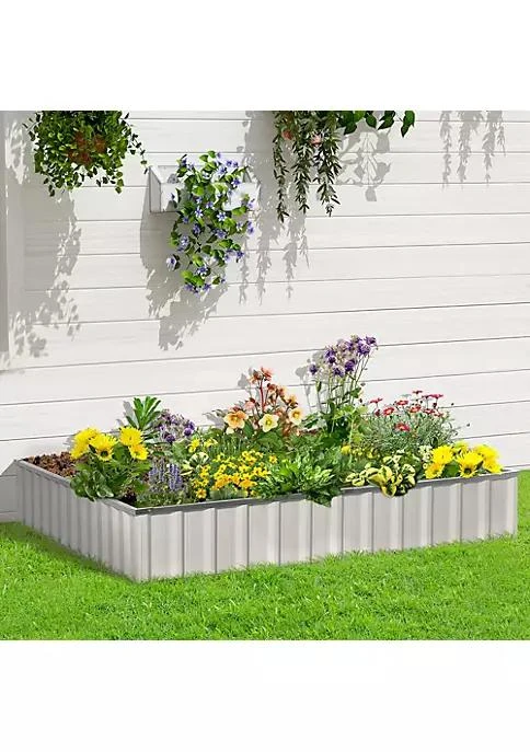 商品belk|8X3ft Metal Raised Garden Bed Diy Large Steel Planter Box No Bottom W  A Pairs Of Glove For Backyard Patio To Grow Vegetables Herbs And Flowers White,价格¥904,第3张图片详细描述