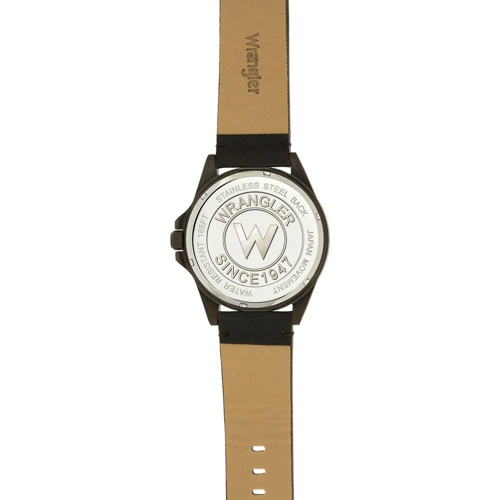 商品Wrangler|Men's Watch, 48MM IP Black Case, Black Dial, White Arabic Numerals, Black Strap, Analog, Red Second Hand, Date Function,价格¥452,第4张图片详细描述