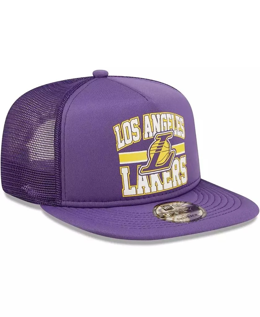 商品New Era|Men's Purple Los Angeles Lakers Logo A-Frame 9Fifty Trucker Snapback Hat,价格¥277,第4张图片详细描述