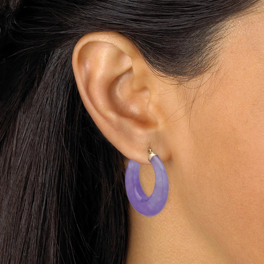 商品Palm Beach Jewelry|Genuine Lavender Jade 14k Yellow Gold Hoop Earrings,价格¥1797,第3张图片详细描述