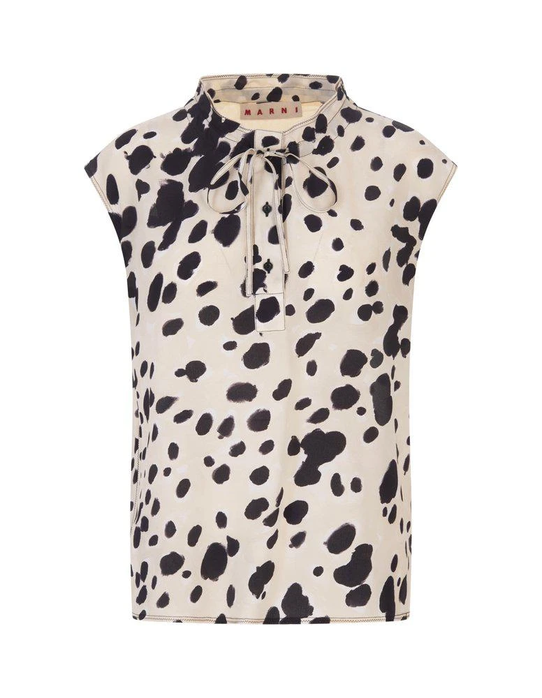 商品Marni|Marni Piebald Pattern Sleeveless Blouse,价格¥2904,第1张图片