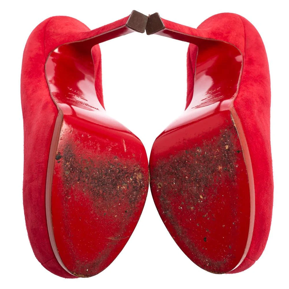 Saint Laurent Red Suede Tribtoo Platform Pumps Size 37.5 商品