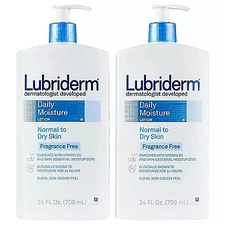 商品Lubriderm|Lubriderm Daily Moisture Body Lotion, Fragrance-Free (24 fl. oz., 2 pk.),价格¥103,第1张图片