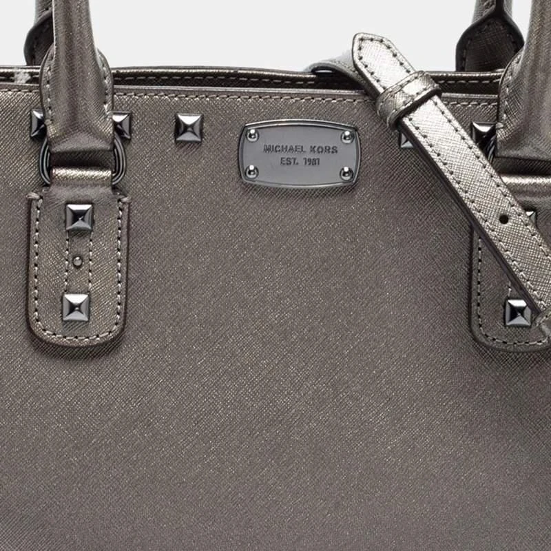 商品[二手商品] Michael Kors|MICHAEL Michael Kors Gun Metal Leather Sandrine Tote,价格¥811,第5张图片详细描述