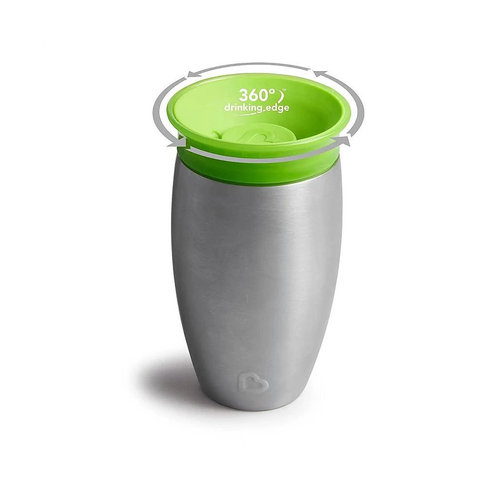 商品Munchkin|Stainless Steel 360 Sippy Cup with 3 piece Sipper and Straw Lid, Green,价格¥251,第2张图片详细描述