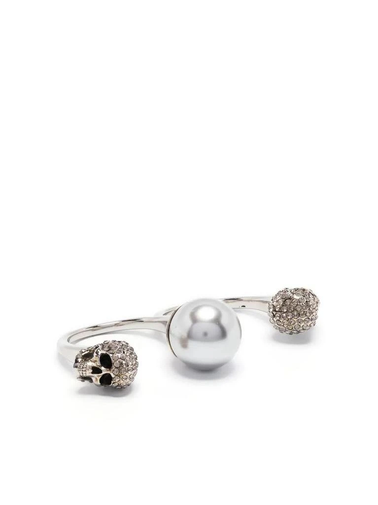 商品Alexander McQueen|Alexander Mcqueen Antiqued Double Pearl Skull Ring,价格¥2045,第2张图片详细描述