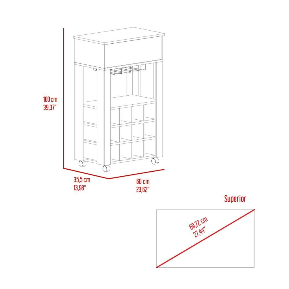 Streamdale Ambler 1-Drawer 12-Bottle Wine Cabinet Light 商品