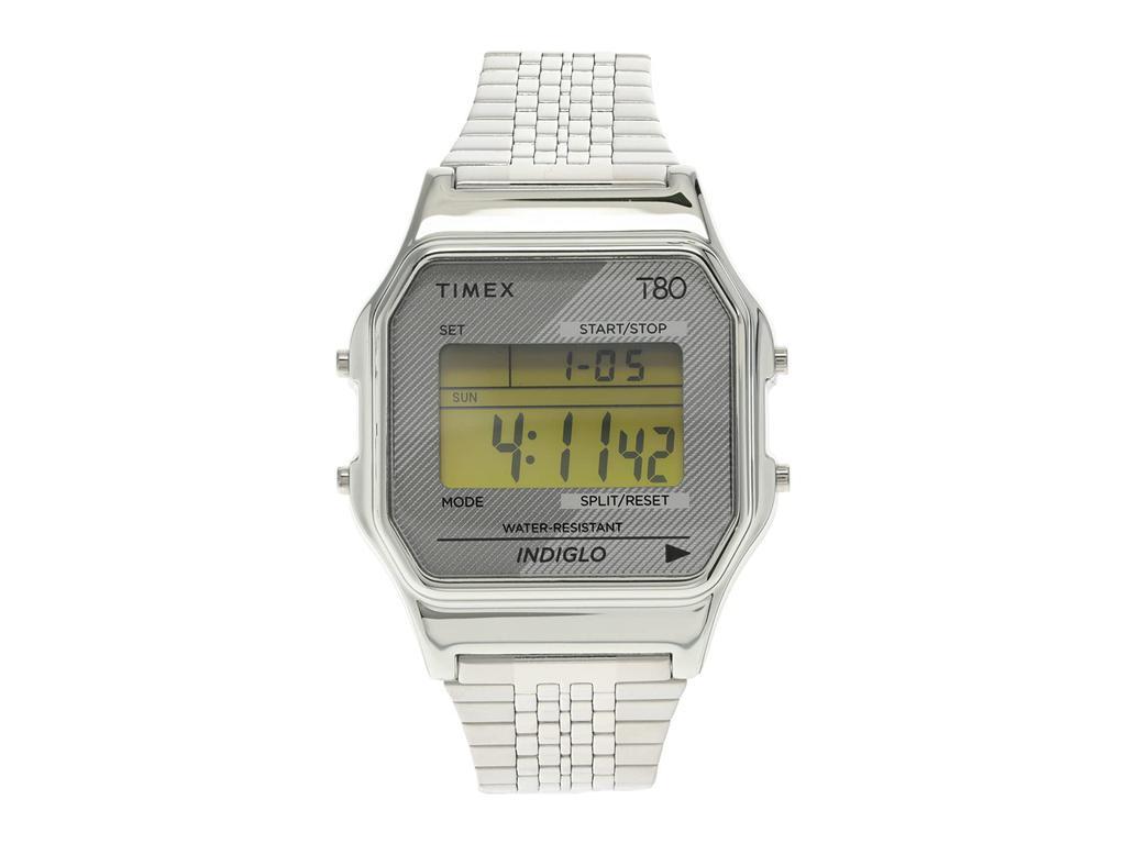 商品Timex|34 mm T80 Silver Tone Case Digital Dial Silver Stainless Steel Bracelet Watch,价格¥479,第1张图片