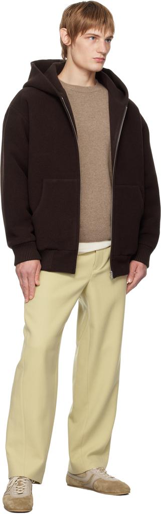 【AURALEE】BLUEFACEDWOOLDOUBLE CLOTHHOODIE Brown Double Cloth Heavy Pile Zip Hoodie by AURALEE on Sale