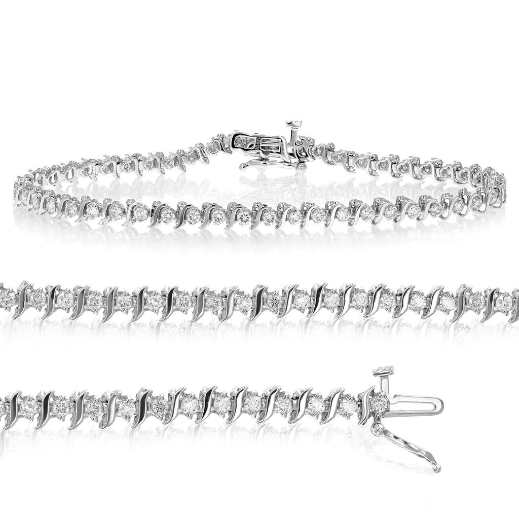 商品Vir Jewels|1.50 cttw Diamond Bracelet .925 Sterling Silver Classic S-Link Round 7 Inch,价格¥12393,第1张图片