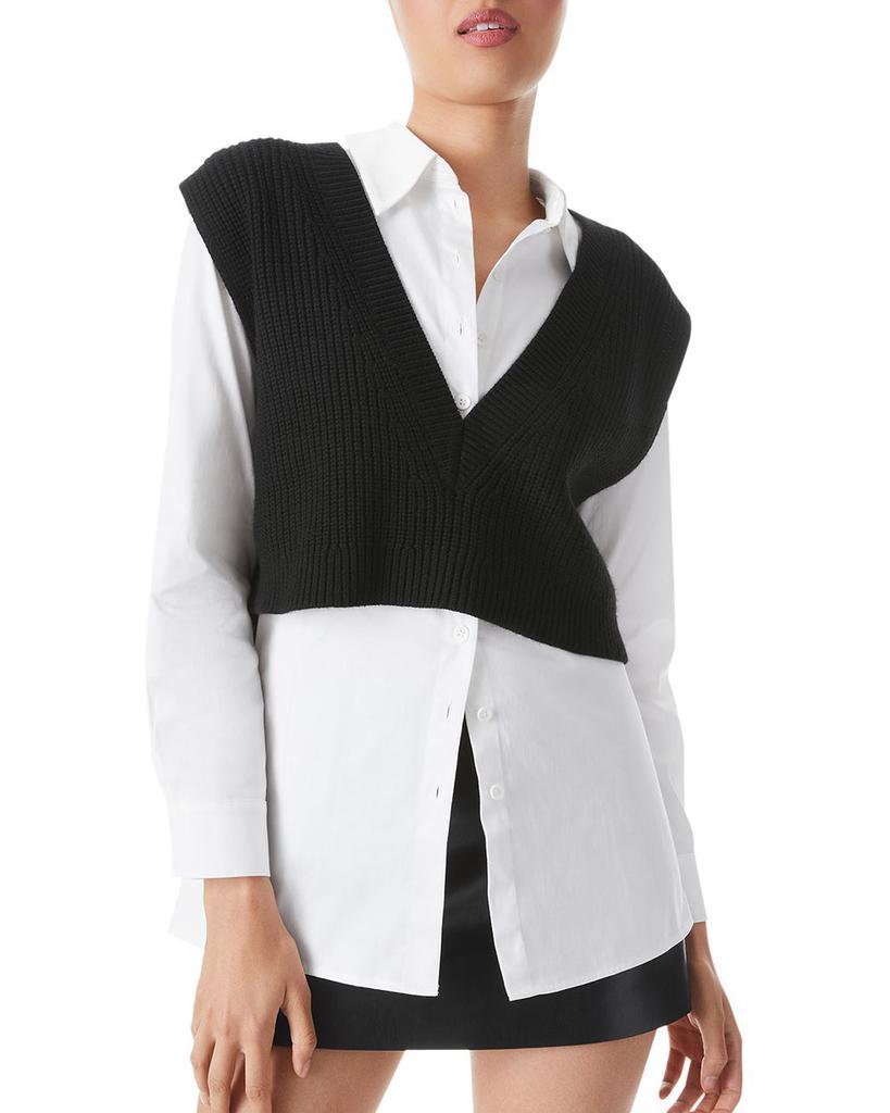 商品Alice + Olivia|Orly Woven Shirt Sweater Vest,价格¥3689,第1张图片