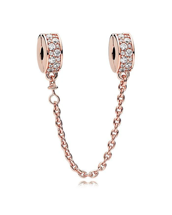 商品PANDORA|Sterling Silver & Cubic Zirconia Rose Shining Elegance Safety Chain,价格¥927,第1张图片