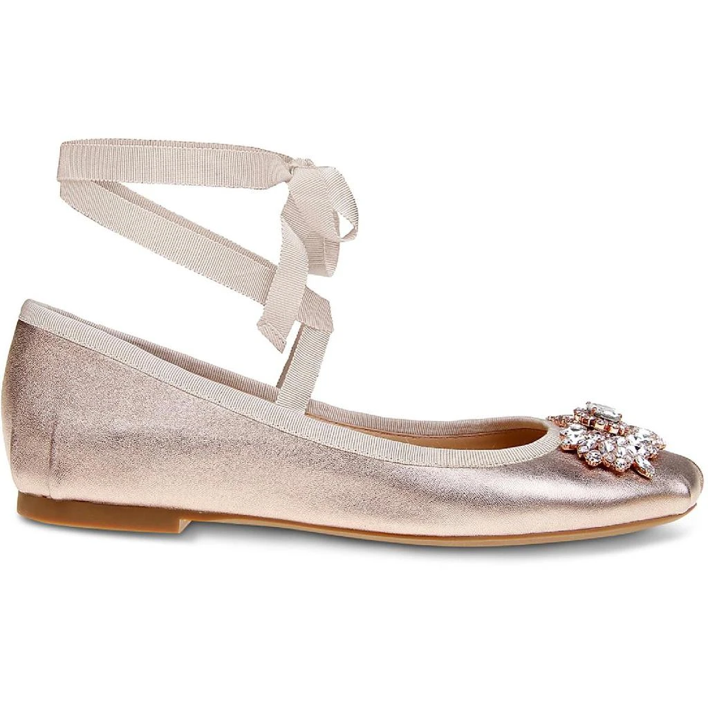商品Badgley Mischka|Badgley Mischka Womens KARTER II LEATHER EMBELLISHED Ballet Flats,价格¥230,第2张图片详细描述